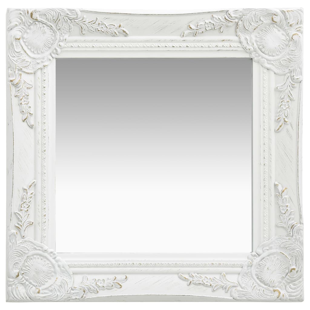 Wall Mirror Baroque Style 40x40 cm White