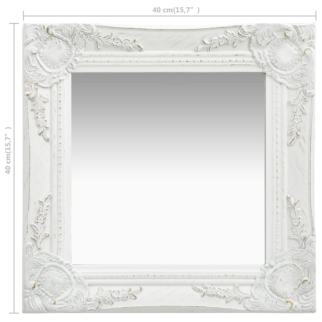 Wall Mirror Baroque Style 40x40 cm White