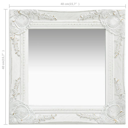 Wall Mirror Baroque Style 40x40 cm White