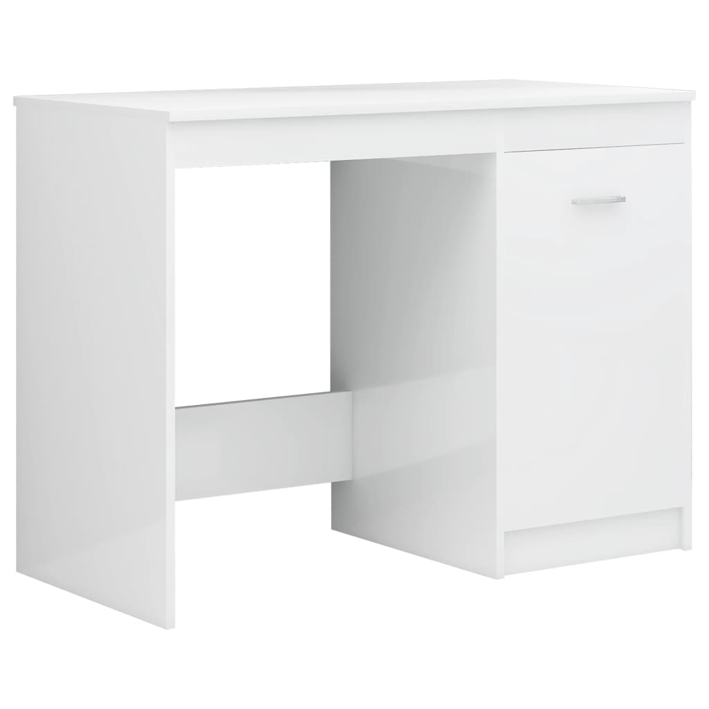 Desk High Gloss White 140x50x76 cm Engineered Wood