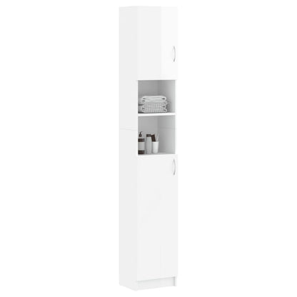 Bathroom Cabinet High Gloss White 32x25.5x190 cm Engineered Wood