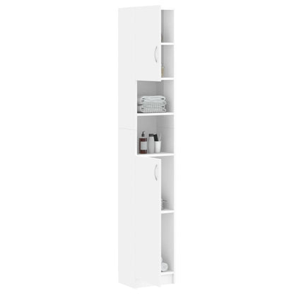Bathroom Cabinet High Gloss White 32x25.5x190 cm Engineered Wood