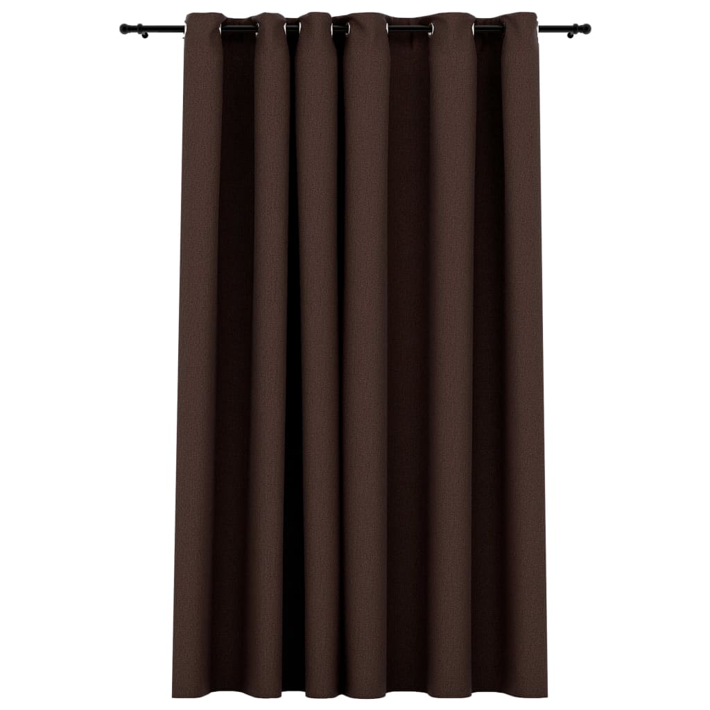 Linen-Look Blackout Curtain with Grommets Taupe 290x245cm