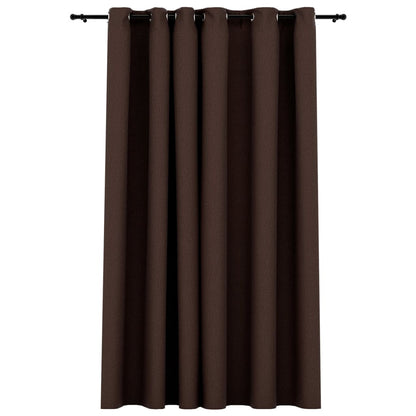 Linen-Look Blackout Curtain with Grommets Taupe 290x245cm