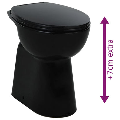 High Rimless Toilet Soft Close 7 cm Higher Ceramic Black