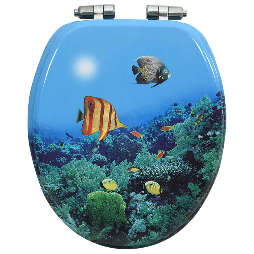 WC Toilet Seat with Soft Close Lid MDF Deep Sea Design