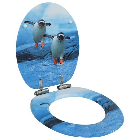 WC Toilet Seat with Soft Close Lid MDF Penguin Design