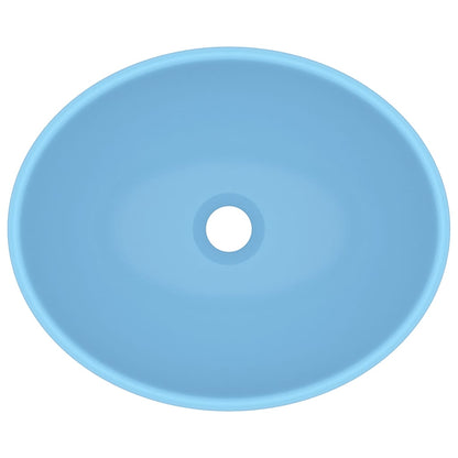 Luxury Basin Oval-shaped Matt Light Blue 40x33 cm Ceramic