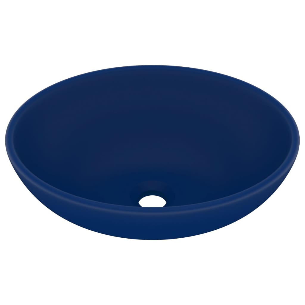 Luxury Basin Oval-shaped Matt Dark Blue 40x33 cm Ceramic