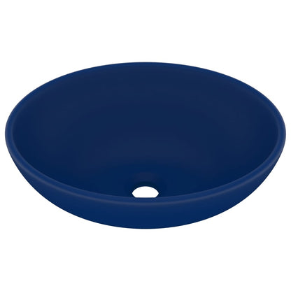 Luxury Basin Oval-shaped Matt Dark Blue 40x33 cm Ceramic