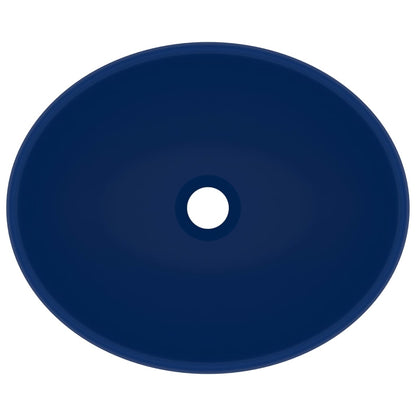 Luxury Basin Oval-shaped Matt Dark Blue 40x33 cm Ceramic