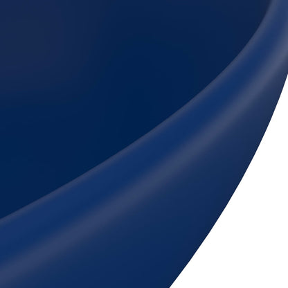 Luxury Basin Oval-shaped Matt Dark Blue 40x33 cm Ceramic