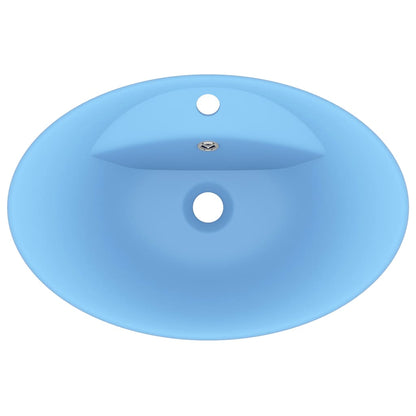 Luxury Basin Overflow Oval Matt Light Blue 58.5x39 cm Ceramic