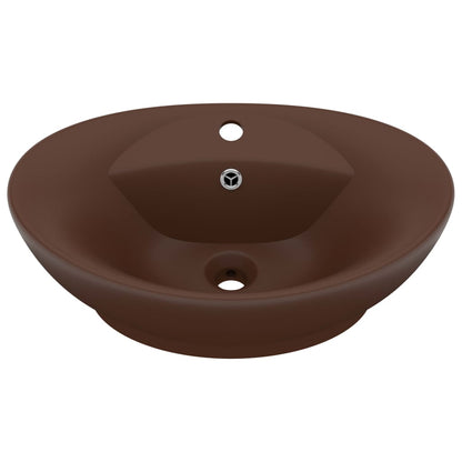 Luxury Basin Overflow Oval Matt Dark Brown 58.5x39 cm Ceramic