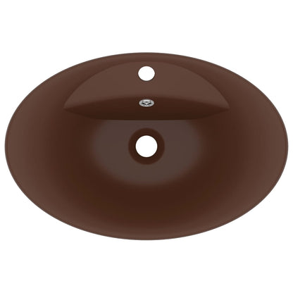 Luxury Basin Overflow Oval Matt Dark Brown 58.5x39 cm Ceramic