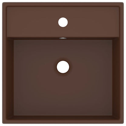 Luxury Basin Overflow Square Matt Dark Brown 41x41 cm Ceramic