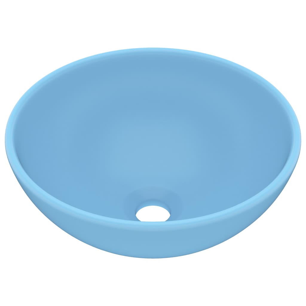 Luxury Bathroom Basin Round Matt Light Blue 32.5x14 cm Ceramic