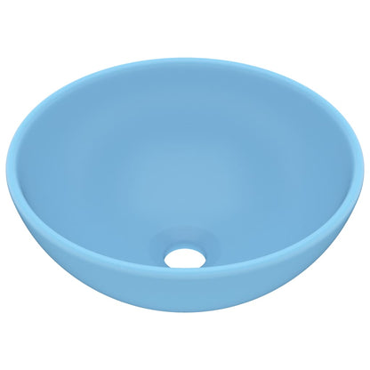 Luxury Bathroom Basin Round Matt Light Blue 32.5x14 cm Ceramic