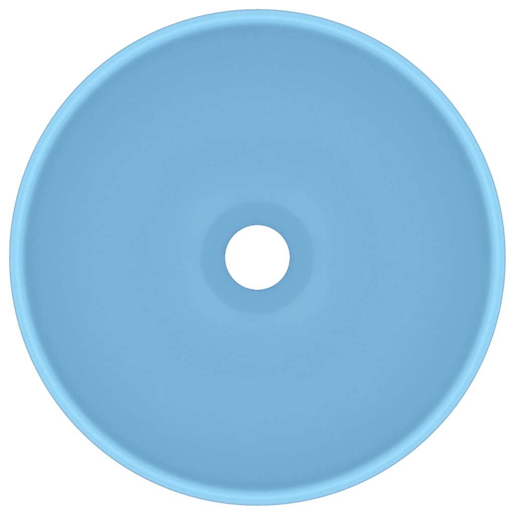Luxury Bathroom Basin Round Matt Light Blue 32.5x14 cm Ceramic