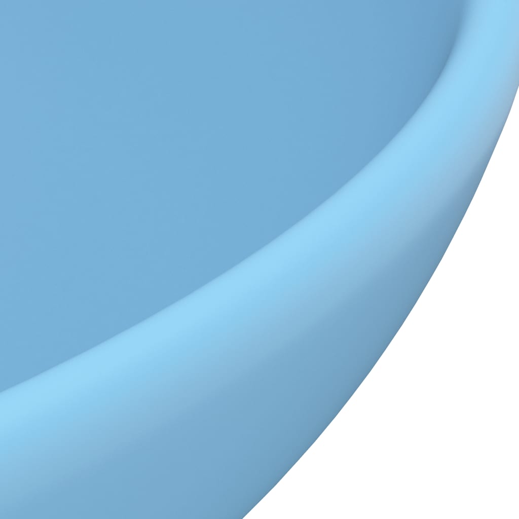 Luxury Bathroom Basin Round Matt Light Blue 32.5x14 cm Ceramic
