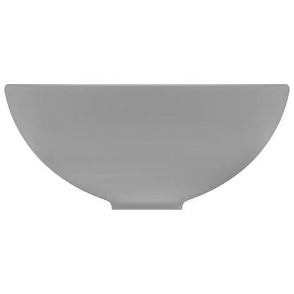 Luxury Bathroom Basin Round Matt Light Grey 32.5x14 cm Ceramic