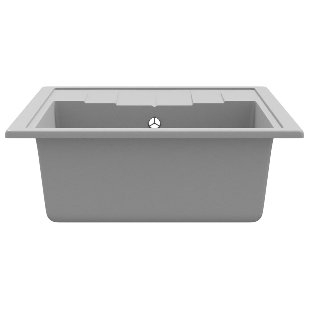 Kitchen Sink with Overflow Hole Oval Grey Granite