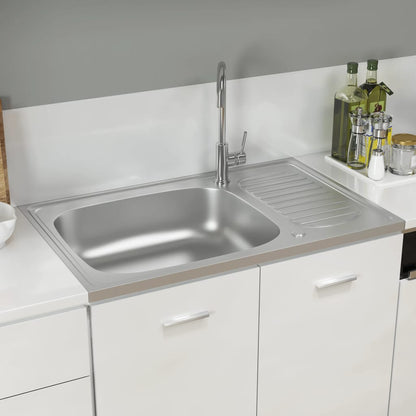 Kitchen Sink with Drainer Set Silver 800x500x155 mm Stainless Steel