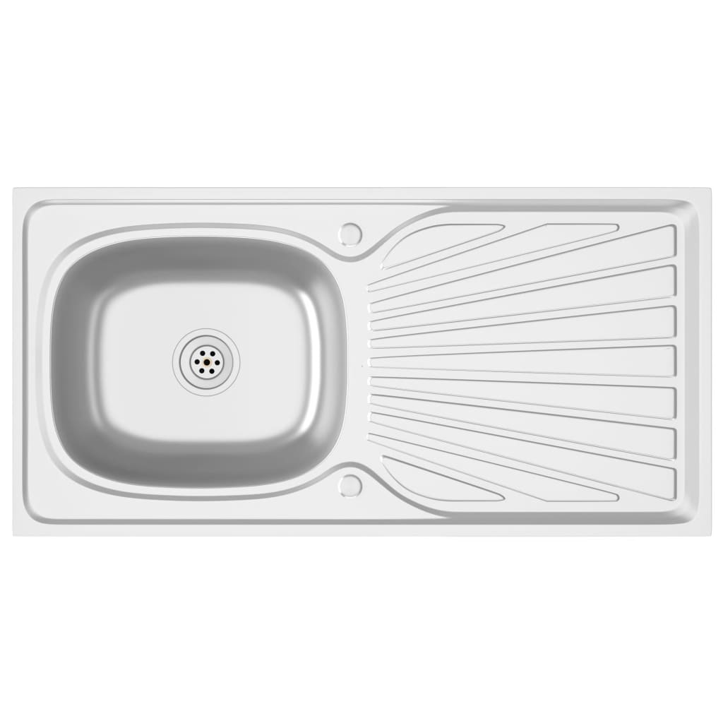 Kitchen Sink with Drainer Set Silver 1000x500x155 mm Stainless Steel