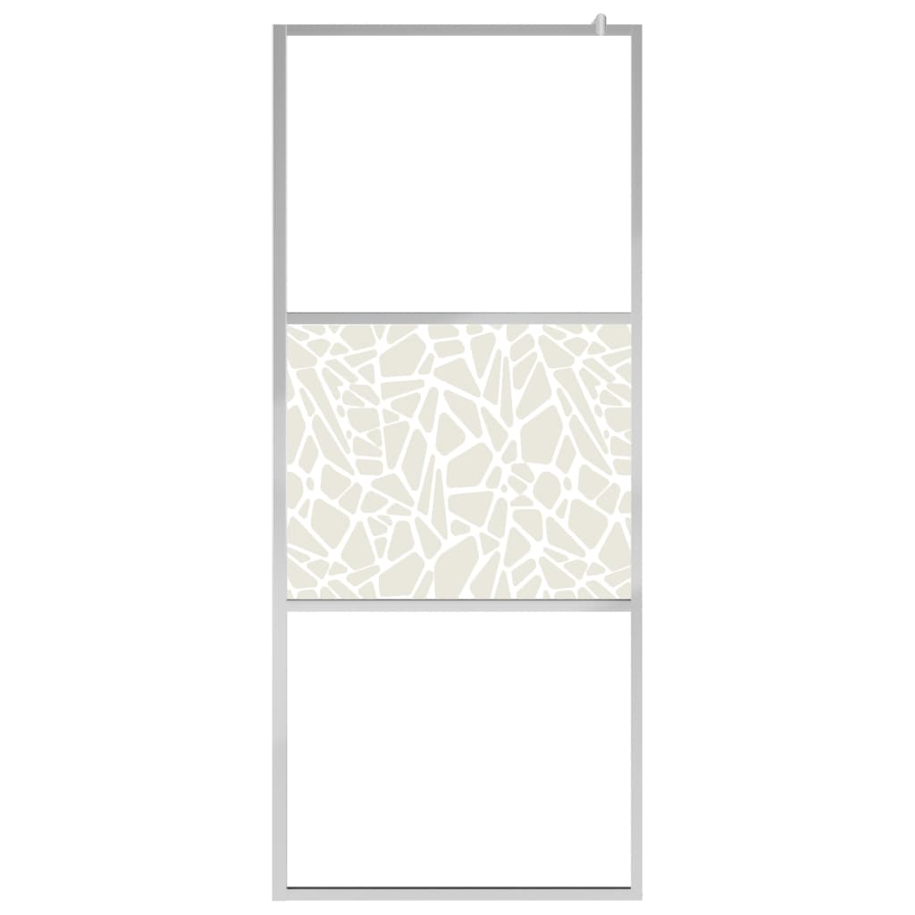 Walk-in Shower Wall ESG Glass with Stone Design 90x195 cm