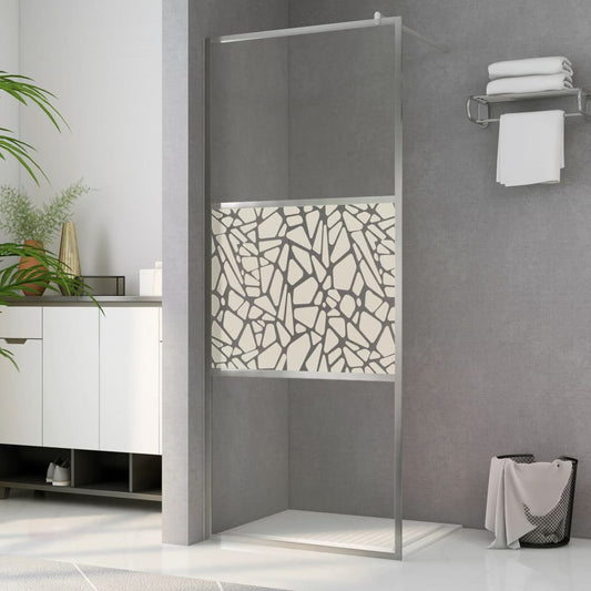 Walk-in Shower Wall ESG Glass with Stone Design 115x195 cm