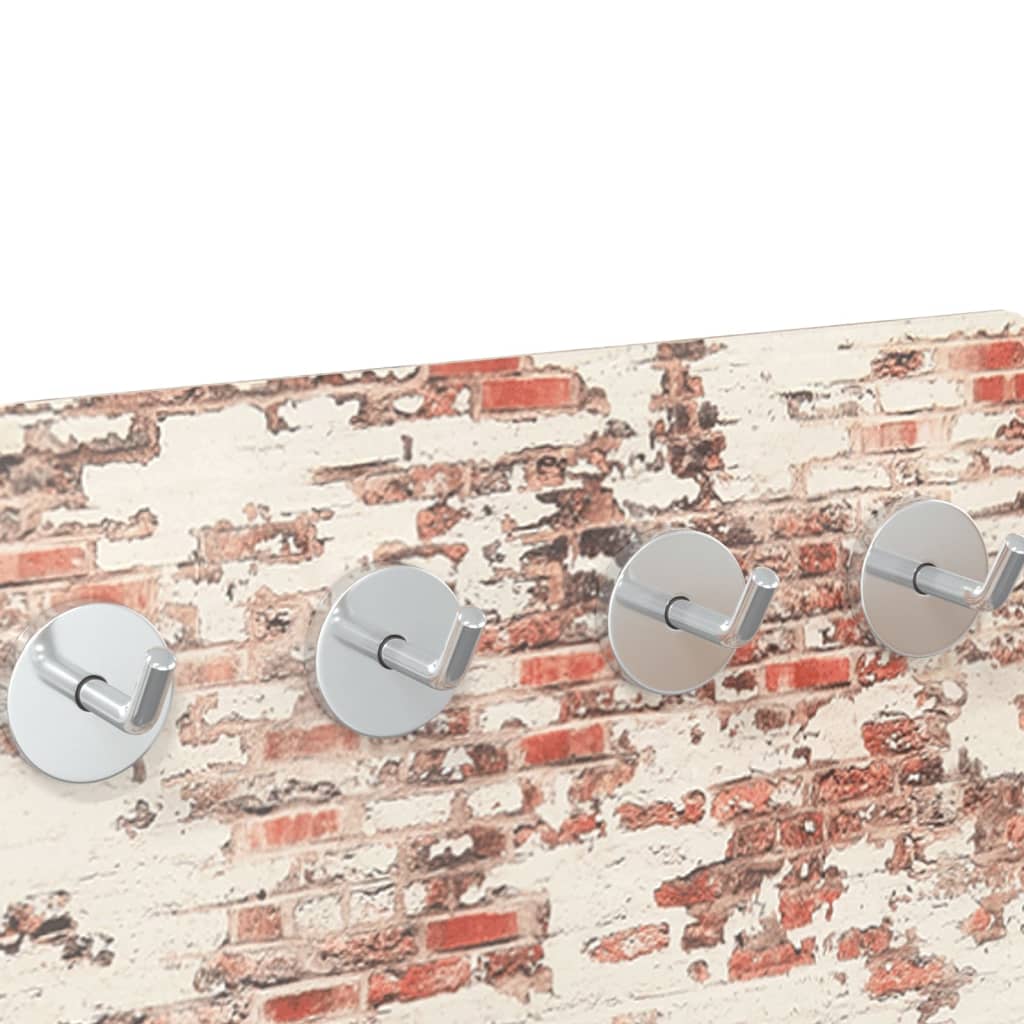 Wall Mounted Coat Rack 80x30 cm Tempered Glass Brick Wall