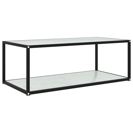 Coffee Table White 100x50x35 cm Tempered Glass