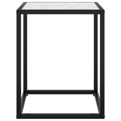 Coffee Table Black with White Marble Glass 40x40x50 cm