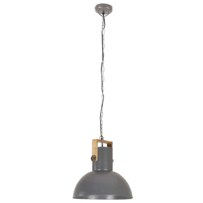 Industrial Hanging Lamp 25 W Grey Round Mango Wood 52 cm E27