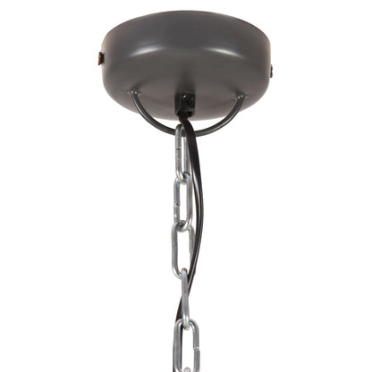 Industrial Hanging Lamp Grey Iron & Solid Wood 35 cm E27