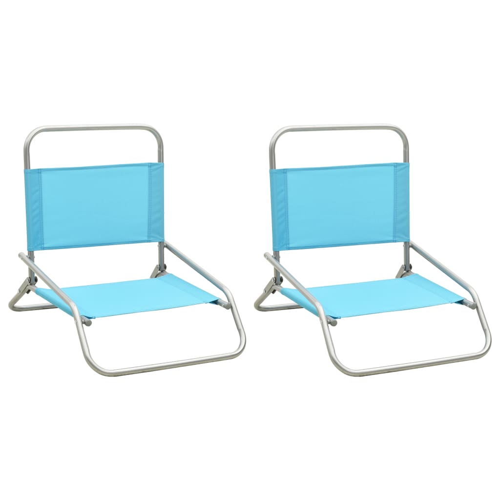 Folding Beach Chairs 2 pcs Turquoise Fabric
