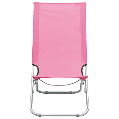 Folding Beach Chairs 2 pcs Pink Fabric
