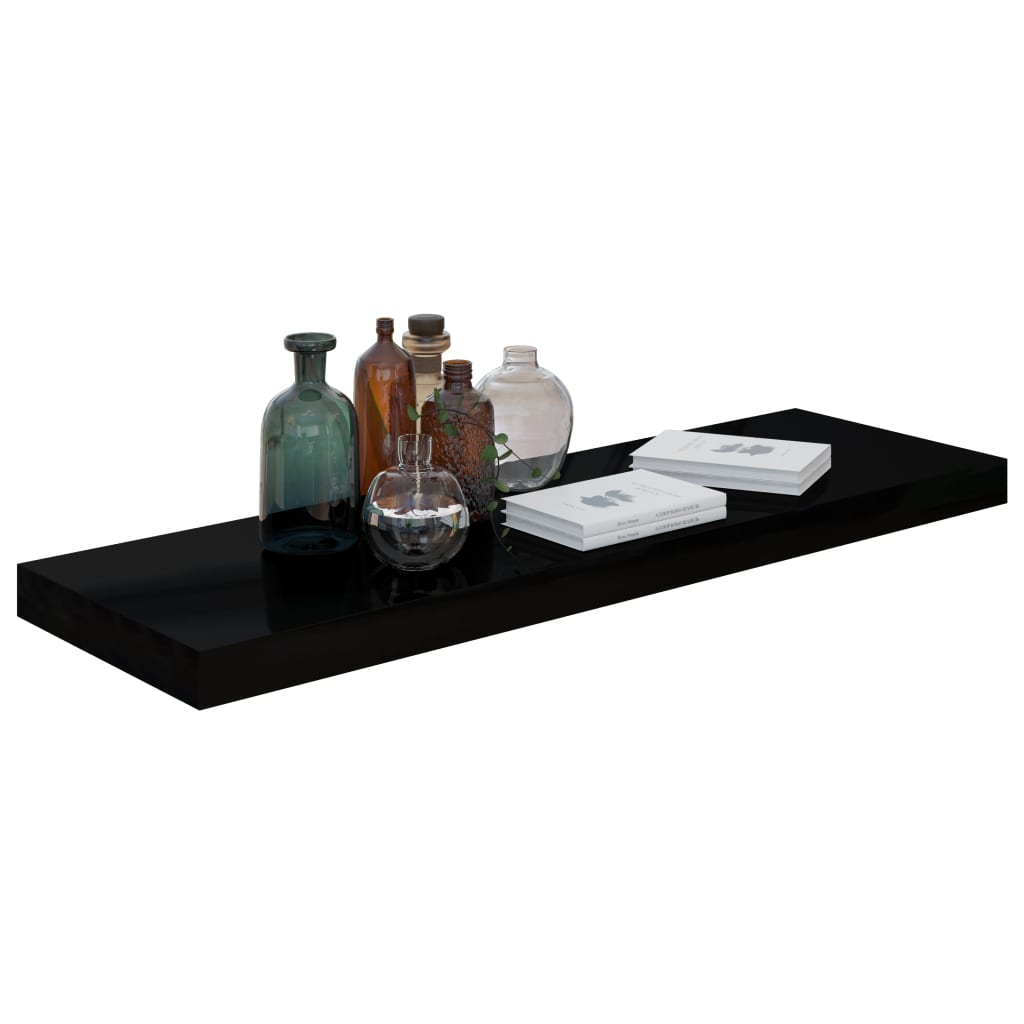 Floating Wall Shelf High Gloss Black 80x23.5x3.8 cm MDF