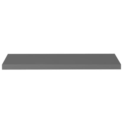 Floating Wall Shelves 2 pcs High Gloss Grey 90x23.5x3.8 cm MDF