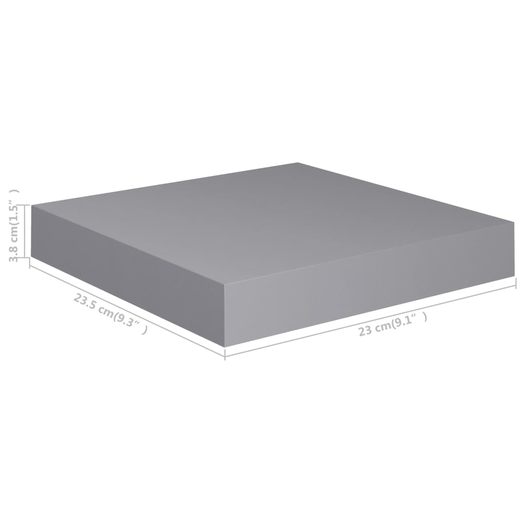 Floating Wall Shelf Grey 23x23.5x3.8 cm MDF