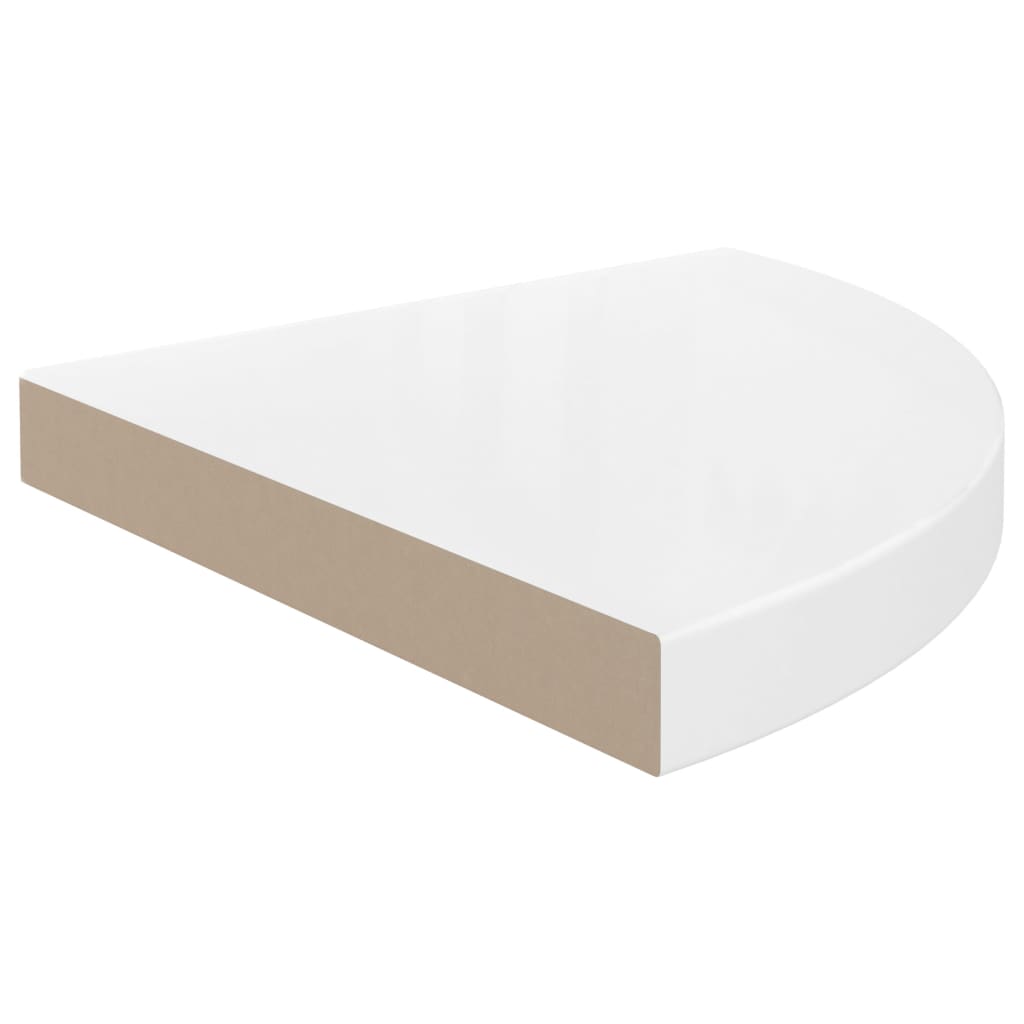 Floating Corner Shelves 4 pcs High Gloss White 35x35x3.8 cm MDF