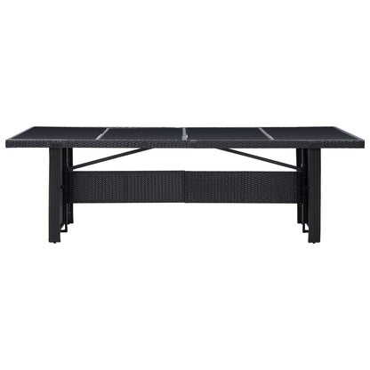 Garden Table Black 240x90x74 cm Poly Rattan and Glass
