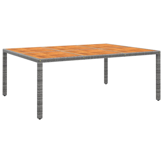 Garden Table 200x150x75 cm Acacia Wood and Poly Rattan Grey