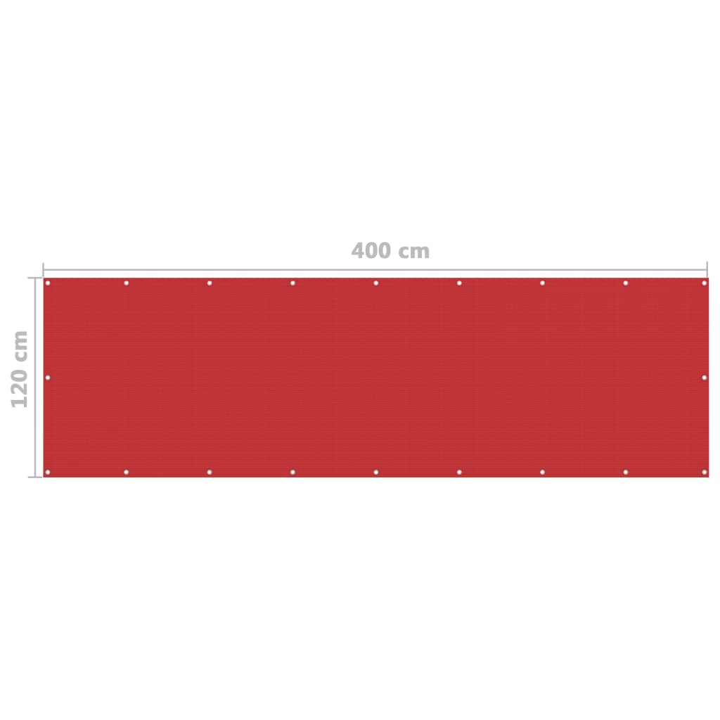 Balcony Screen Red 120x400 cm HDPE