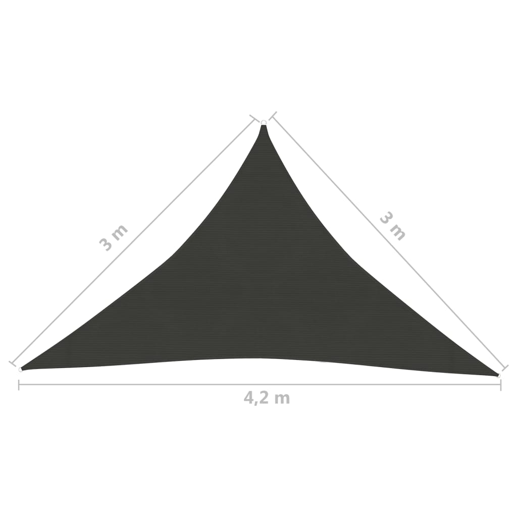 Sunshade Sail 160 g/m² Anthracite 3x3x4.2 m HDPE