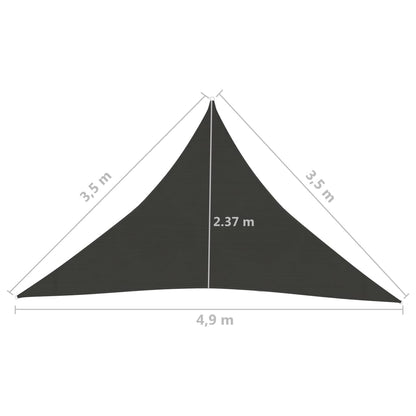 Sunshade Sail 160 g/m² Anthracite 3.5x3.5x4.9 m HDPE