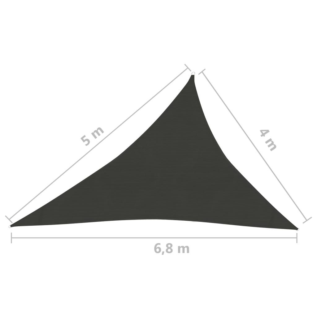 Sunshade Sail 160 g/m² Anthracite 4x5x6.8 m HDPE