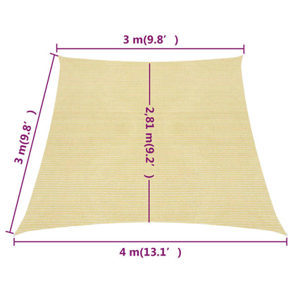 Sunshade Sail 160 g/m² Beige 3/4x3 m HDPE