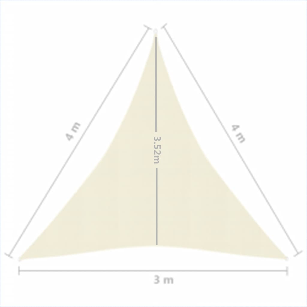 Sunshade Sail 160 g/m² Cream 3x4x4 m HDPE