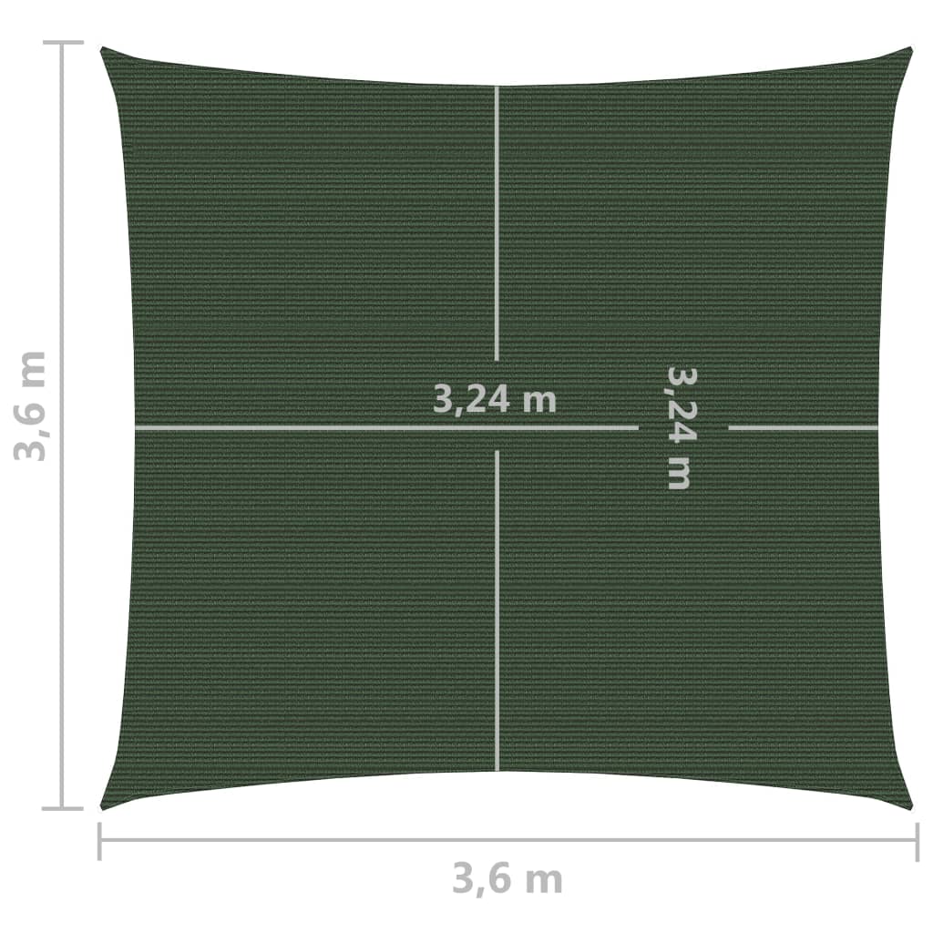 Sunshade Sail 160 g/m² Dark Green 3.6x3.6 m HDPE